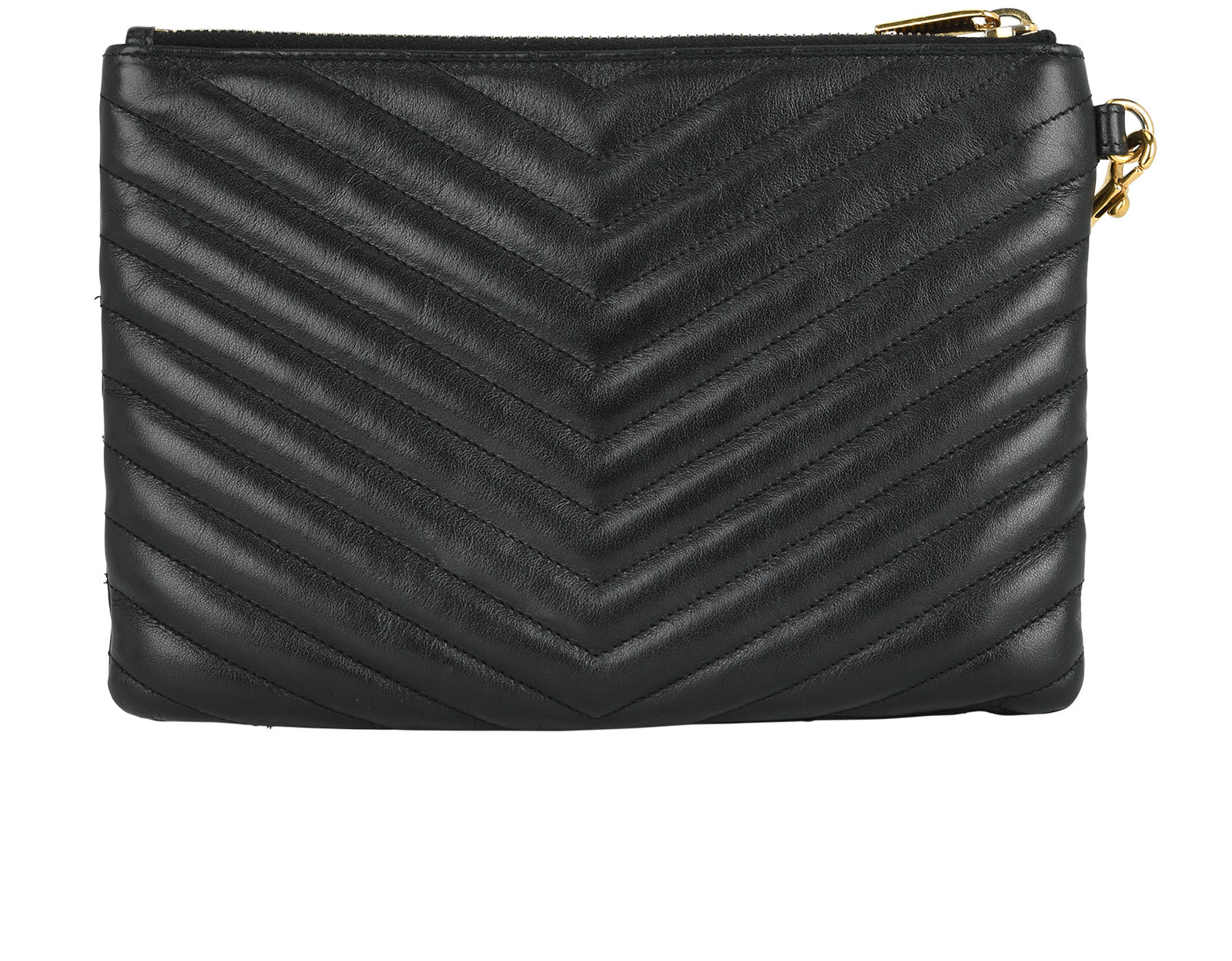 Saint Laurent Cassandre Wristlet Pouch, &pound;395, Handbags, Black, Leather, Back view